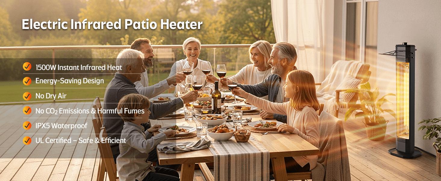 34-Inch Mid-Height Stand Electric Infrared Heater - Thumbnail 4