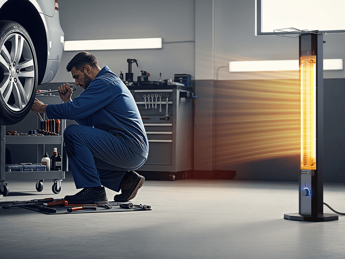 42-Inch Tall Stand Electric Infrared Patio Heater - Thumbnail 6